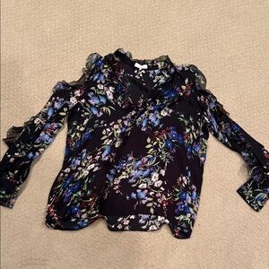 Floral Black Sheer Women's Top 100% silk